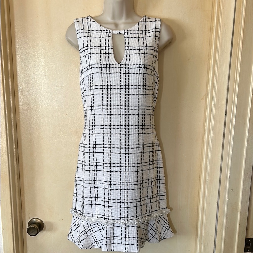 Black and White Sleeveless Sheath Mini Dress